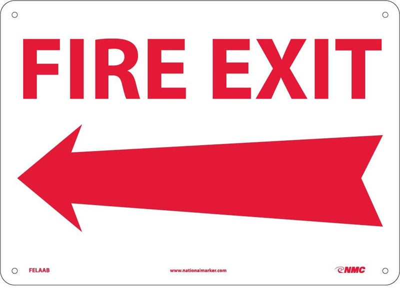 FIRE EXIT (W/LEFT ALLOW), 10X14, .040 ALUM