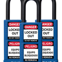 RecycLock Padlock, Keyed Alike,1.5" Shackle and 3" Body 3 Per Pack - Blue