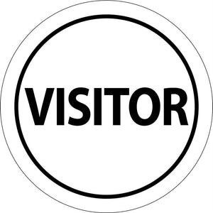 HARD HAT LABEL, VISITOR, 2"DIA. REFLECTIVE PS VINYL, 25/PK