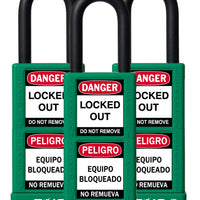 RecycLock Padlock, Keyed Alike,1.5" Shackle and 3" Body 3 Per Pack - Green