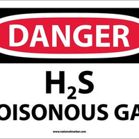 DANGER, H2S POISONOUS GAS, 10X14, RIGID PLASTIC