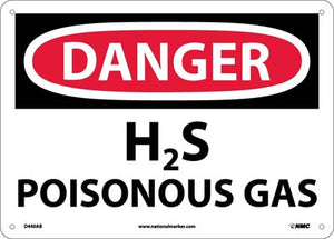DANGER, H2S POISONOUS GAS, 10X14, .040 ALUM