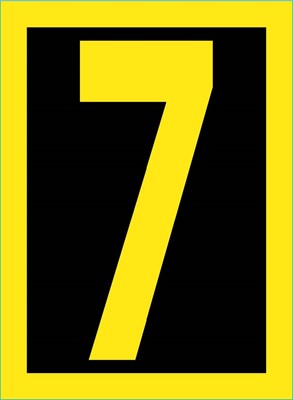 NUMBER, 7, 1.5 HIGH VISIBILITY YELLOW BLACK, PS VINYL