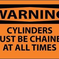 Warning Cylinders Must Be Chained - 3x5  - Adhesive Vinyl - 5 Per Pack