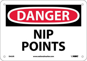 DANGER, NIP POINTS, 7X10, RIGID PLASTIC