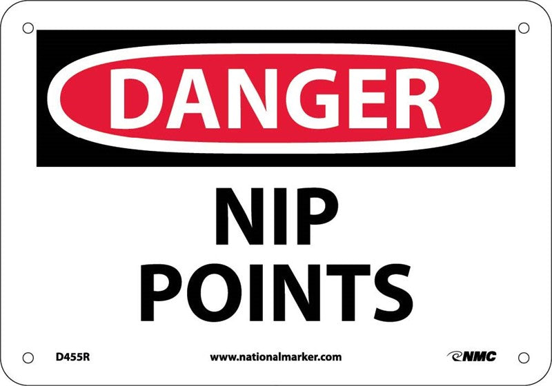 DANGER, NIP POINTS, 7X10, RIGID PLASTIC