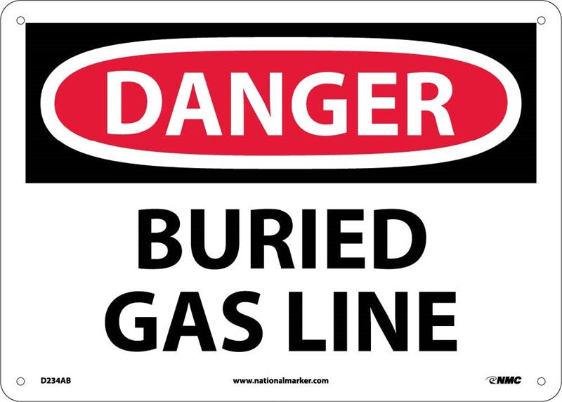 DANGER, BURIED GAS LINE, 10X14, .040 ALUM