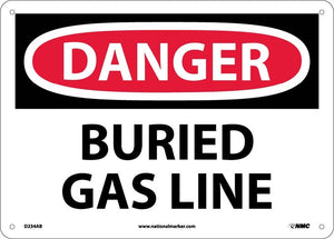 DANGER, BURIED GAS LINE, 10X14, RIGID PLASTIC