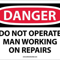 DANGER, DO NOT OPERATE MAN WORKING ON REPAIR. . ., 7X10, RIGID PLASTIC