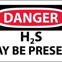 DANGER, H2S MAY BE PRESENT, 3X5, PS VINYL, 5/PK