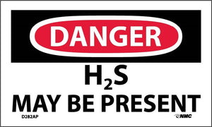 DANGER, H2S MAY BE PRESENT, 3X5, PS VINYL, 5/PK