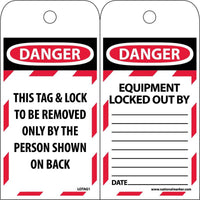 TAGS, LOCKOUT, DANGER THIS TAG & LOCK TO BE REMOVED ONLY. . ., 6X3, POLYTAG, BOX OF 250
