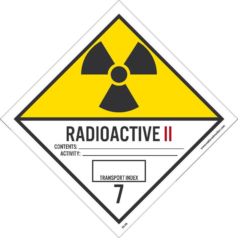 DOT SHIPPING LABELS, RADIOACTIVE II, 4X4, PS VINYL, 25/PK
