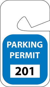 PARKING PERMIT, REARVIEW MIRROR, BLUE, 201-300
