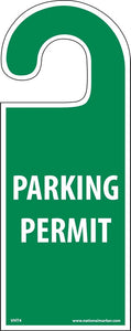 PARKING PERMIT, VEHICLE HANG TAG, PARKING PERMIT, 8 1/4X3 1/4, RIGID PLASTIC, GREEN, PAK 5