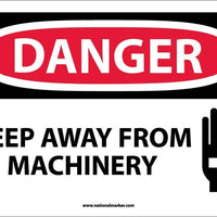 DANGER, KEEP AWAY FROM MACHINERY, GRAPHIC,  10X14, PS VINYL