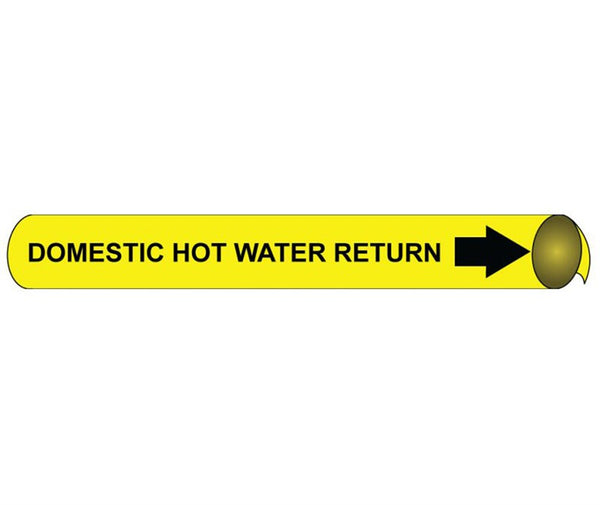 PIPEMARKER STRAP-ON, DOMESTIC HOT WATER RETURN B/Y, FITS 8
