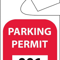 PARKING PERMIT, REARVIEW MIRROR, RED, 001-100