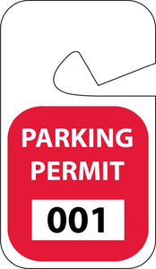 PARKING PERMIT, REARVIEW MIRROR, RED, 001-100
