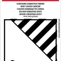 LABEL, DANGER CONTAINS ASBESTOS FIBERS AVOID CREATING DUST, CANCER AND LUNG DISEASE HAZARD ASBESTOS NA2212, 4X6, PS PAPER, 500/RL