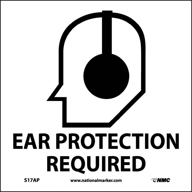 EAR PROTECTION REQUIRED (GRAPHIC), 4X4, PS VINYL, 5/PK