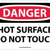 DANGER, HOT SURFACE DO NOT TOUCH, 10X14, .040 ALUM