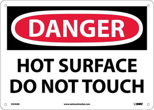 DANGER, HOT SURFACE DO NOT TOUCH, 10X14, .040 ALUM