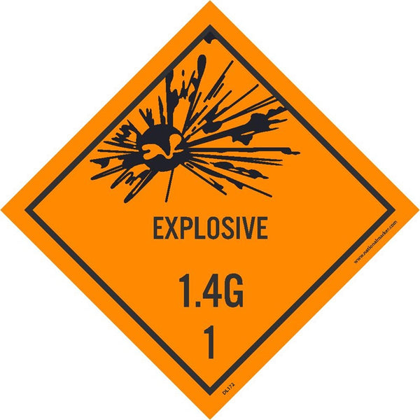DOT SHIPPING LABEL, 1.4 EXPLOSIVE, G, 1, 4X4, PS PAPER, 500/ROLL