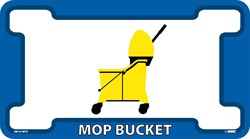 FLOOR SIGN, MOP BUCKET, BLUE/WHITE, 10 x 20, NON-SKID SMOOTH ADHESIVE BACKED VINYL