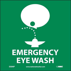 EMERGENCY EYE WASH (GRAPHIC), 4X4, PS VINYL, 5/PK