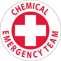 HARD HAD EMBLEM, CHEMICAL EMERGENCY TEAM, 2" DIA, PS VINYL