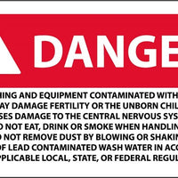 LABELS, DANGER CLOTHING AND EQUIPMENT CONTAMINATED WITH LEAD, 3X5, PS PAPER, 500/RL