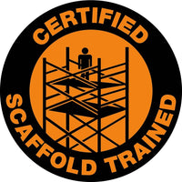 HARD HAT LABEL, CERTIFIED SCAFFOLD TRAINED, 2"DIA. REFLECTIVE PS VINYL, 25/PK