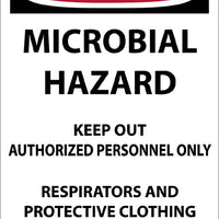 DANGER,MICROBIAL HAZARD KEEP OUT,ENGLISH,17x11,PAPER, 100/PK