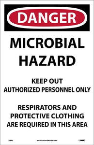 DANGER,MICROBIAL HAZARD KEEP OUT,ENGLISH,17x11,PAPER, 100/PK