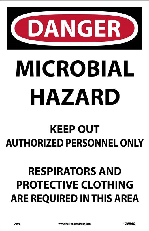 DANGER,MICROBIAL HAZARD KEEP OUT,ENGLISH,17x11,PAPER, 100/PK