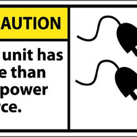 CAUTION, THIS UNIT HAS MORE THAN ONE POWER SOURCE (GRAPHIC), 3X5, PS VINYL, 5/PK