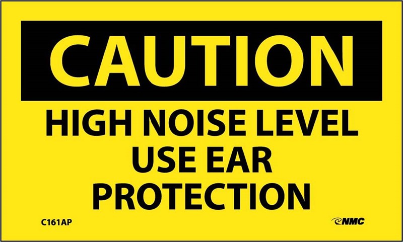 CAUTION, HIGH NOISE LEVEL USE EAR PROTECTION, 3X5, PS VINYL, 5/PK