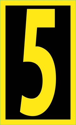 NUMBER, 5, 2.5 HIGH VISIBILITY YELLOW BLACK, PS VINYL