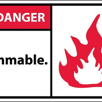 DANGER, FLAMMABLE (GRAPHIC), 3X5, PS VINYL, 5/PK
