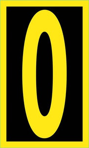 NUMBER, 0, 2.5 HIGH VISIBILITY YELLOW BLACK, PS VINYL