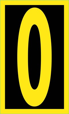 NUMBER, 0, 2.5 HIGH VISIBILITY YELLOW BLACK, PS VINYL