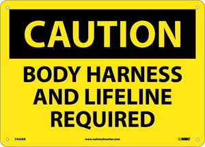 CAUTION, BODY HARNESS AND LIFELINE REQUIRED, 10X14, PS VINYL