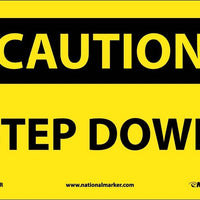 CAUTION, STEP DOWN, 10X14, RIGID PLASTIC