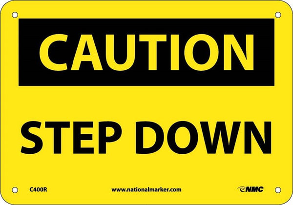 CAUTION, STEP DOWN, 10X14, RIGID PLASTIC