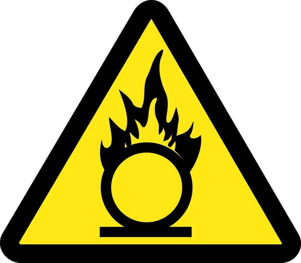 LABEL, GRAPHIC FOR OXIDIZING MATERIALS HAZARD, 2IN DIA, PS VINYL