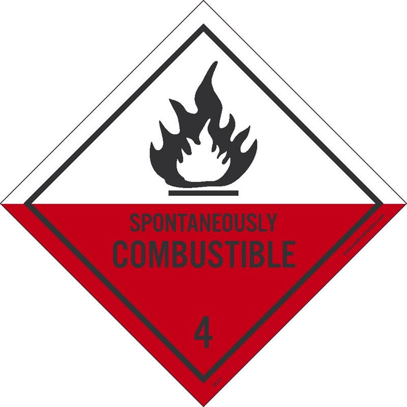 DOT SHIPPING LABEL, SPONTANEOUSLY COMBUSTIBLE 4, 4X4, PS VINYL, 500/ROLL