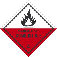 DOT SHIPPING LABELS, SPONTANEOUSLY COMBUSTIBLE 4, 4X4, PS PAPER, 500/RL