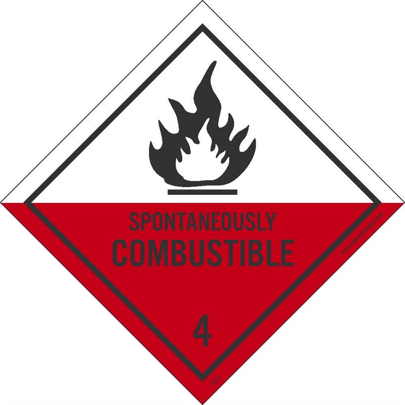DOT SHIPPING LABELS, SPONTANEOUSLY COMBUSTIBLE 4, 4X4, PS PAPER, 500/RL
