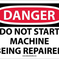DANGER, DO NOT START MACHINE BEING REPAIRED, 10X14, RIGID PLASTIC